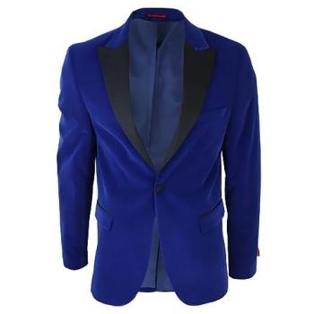 TruClothing Blauer Samt-Blazer für Herren Größe 48