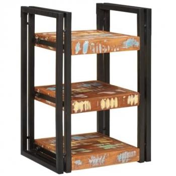 Tavolino di Soggiorno Marrone e Nero 38x33x58 cm – Legno Solido Riciclato