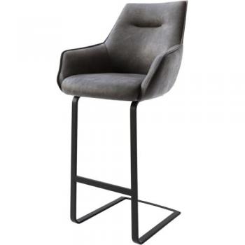 Chaise-de-bar Alja-Flex Microfibre Anthracite Vintage Chaise cantilever plate Métal Noir Ressorts ensachés