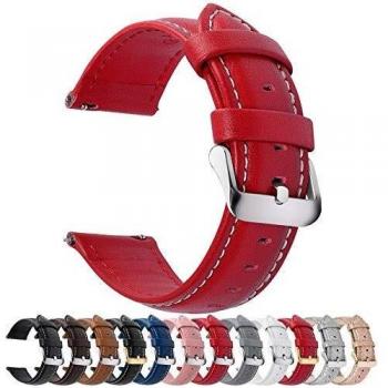 Fullmosa Pelle 22mm Rosso – Compatibile Galaxy Watch 46mm e Huawei GT 2
