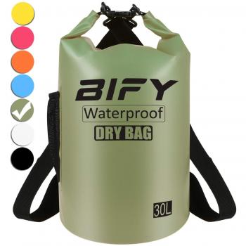 Wasserdichte Tasche BIFY 30 L – Verstellbarer Schultergurt, ideal für Boot & Kajak (Armeegrün)