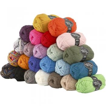 Assortiment de pelotes de laine naturelle Melbourne – 50 g – 24 pièces