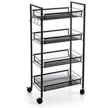Portafruiti Metallico 4 Livelli 45x27x84 cm Nera