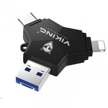 Viking 32 GB USB Flash disk 3.0 4v1 s Lightning/Micro USB/USB/USB-C, černý