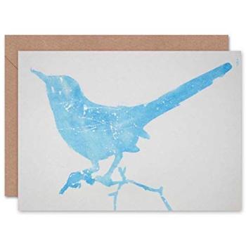 Artery8 Sketch Bird Outline Splashes Art Blank Birthday Card