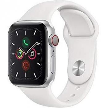 Apple Watch Série 5 GPS 40 mm Cellulaire, Cadre Aluminium Argent – Bracelet Blanc Décontracté