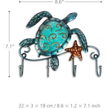 Tooarts Turtle Design Iron Wall Hook with 4 Hooks