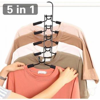 Cintre noir 5 en 1 pour pantalons et t-shirts