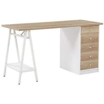 Escritorio Beliani Madera Clara Blanco 140x60