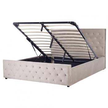 Lit double avec sommier et coffre taupe 160 x 200 cm AMIENS