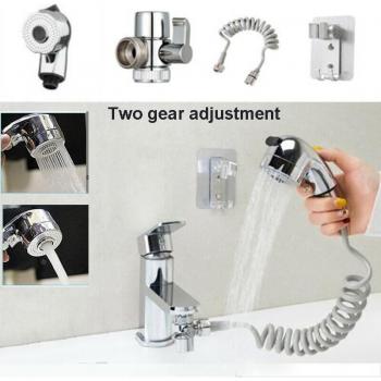 Bathroom Faucet Spray Nozzle Set with Base, Hose, Valve, and Filter