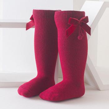 Chaussettes hautes pour bébé fille, 5 paires, avec nœud, 0-3 ans