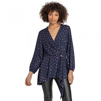 Metallic Polka Dot Cross Over Blouse