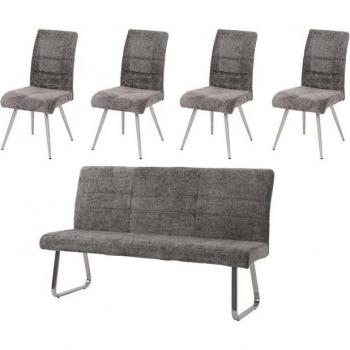 Dunkelgraues Esszimmer-Set MCW-G55 mit Chenille-Stoff