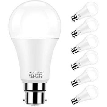 15W Daylight LED Bayonet Bulb 6000K Frosted