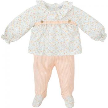 Ropa de Bebé Niña: Camiseta de Flores y Polaina a Rayas