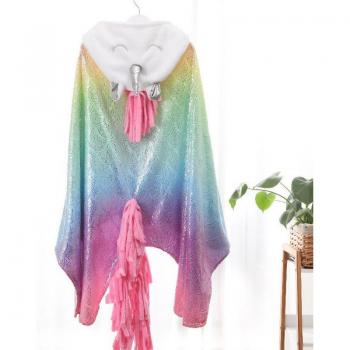 Girls' Glittering Unicorn Hooded Cape