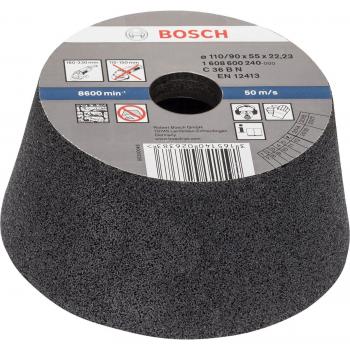 Bosch Professional Meule Boisseau Conique Pierre et Béton, 110x90x55 mm, Liant Résine Synthétique