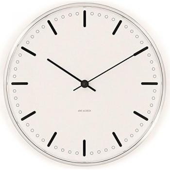 Arne Jacobsen Wanduhr City Hall, Ø16 cm, Aluminium, weiß