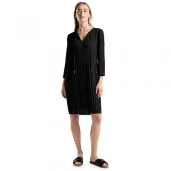 STREET ONE Tunikakleid, knielang, 100% Polyester, schwarz