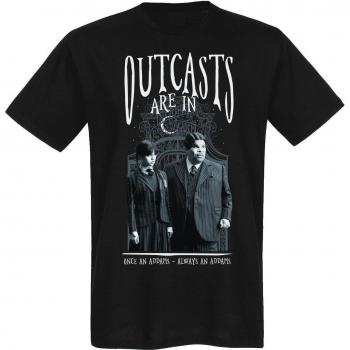 Schwarzes Herren‑T-Shirt „Wednesday Outcast Are In“