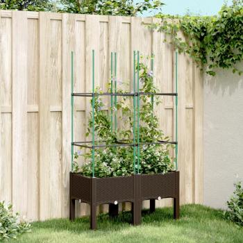 Fioriera da Giardino con Traliccio Marrone 80x40x142,5 cm in PP cod mxl 91918
