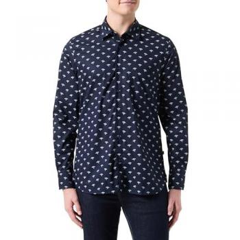 BOSS Herren Langarmhemd Remiton Dunkelblau Regular Fit XXL