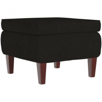 Tabouret Chic en Velours Noir avec Repose-pieds en Bois