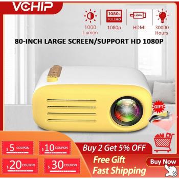 VCHIP YG20 Proyector Mini, LED HD, Cine en Casa, Soporta 1080P, HDMI, USB