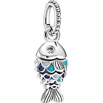 Pendentif Argent Poisson Écailles Bleues
