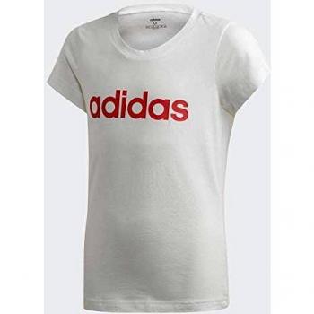 Adidas T-shirt YG E Lin Fille, Blanc/Rose Réel s18, FR : XS
