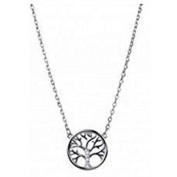 Collier LUXENTER Arbre de Vie argent 925 rhodié avec zircone scintillante blanche