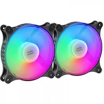 Kit 2 Ventilateurs Mars Gaming MFDUO Noir FRGB Rainbow 360° Double Connexion 3PIN et 4PIN