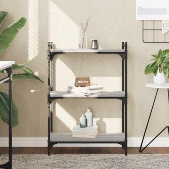 Grey Sonoma 3-Tier Bookcase 60x30x86 cm Engineered Wood vidaXL