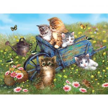 Diamant 5 Chats – Décoration Point de Croix Noël en Forme Ronde
