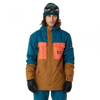 Rip Curl Pinnacle 10K Capodipite Blu Arancio Marrone M – Giacca Impermeabile
