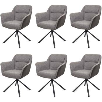 Set di sedie girevoli ecopelle grigia scura HHG 659 (6 unità)