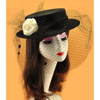 Hepburn-Inspired Flower Veil Top Hat