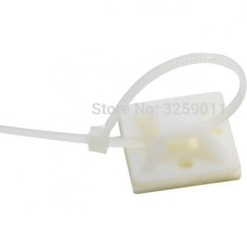 Soportes de brida con adhesivo, base de alambre con cremallera, 30 mm x 30 mm, 500 unidades, blanco