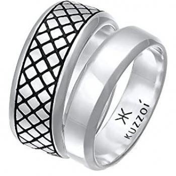 Herren Bandring Set 2er aus 925 Silber in Schwarz