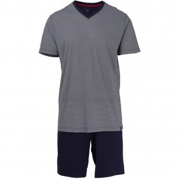 Bugatti Herren Pyjama-Shorty, Kurzarm, Baumwolle, blau, bedruckt