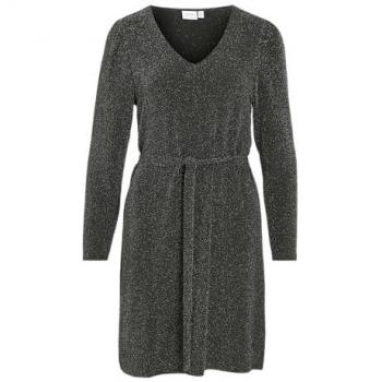 VILA Elegantes Kleid in Schwarz mit Gürtel