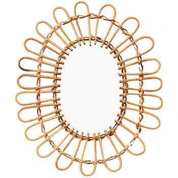 Nordic Decorative Wall Mirror with Rattan Frame