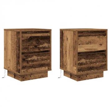 Tables de chevet LED en bois patiné