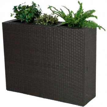 Garden Pleasure Rattan Raumtrenner mit 3 Pflanztöpfen