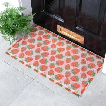 Soft Pink Strawberry Doormat – 30x60 cm