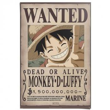 Braunes Reinders‑Poster: One Piece – Wanted Luffy