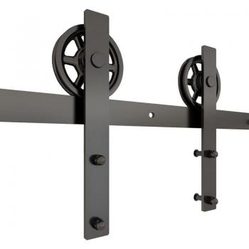 Kit Rail Double 355 CM Jn.songs : Porte coulissante avec roulettes et guide de plancher