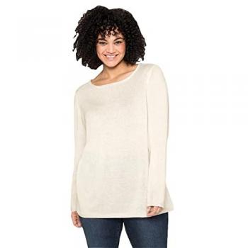 Sheego Longpullover aus Viskosemischung, Rundhals, offwhite, Gr. 44/46