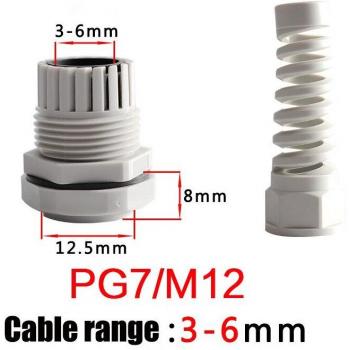 5‑Piece M12 Screw‑On Cable Seal Kit – IP68, 3–6 mm Stress Protector